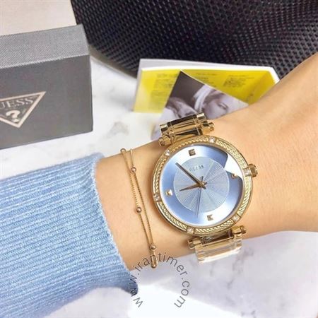 Guess Park Avenue Blue Dial Gold Steel Strap Watch For Women - W0695L2 Buy Now By Guess