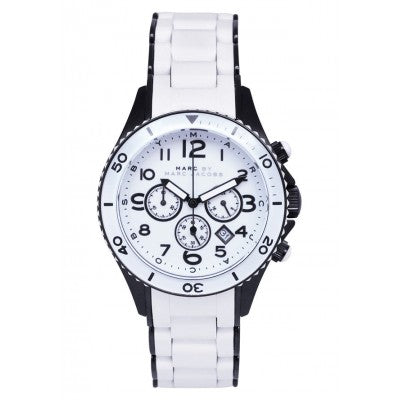 Marc Jacobs Rock Chronograph White Dial White Silicone Strap Watch for Women - MBM2574 Buy Now By Marc Jacobs