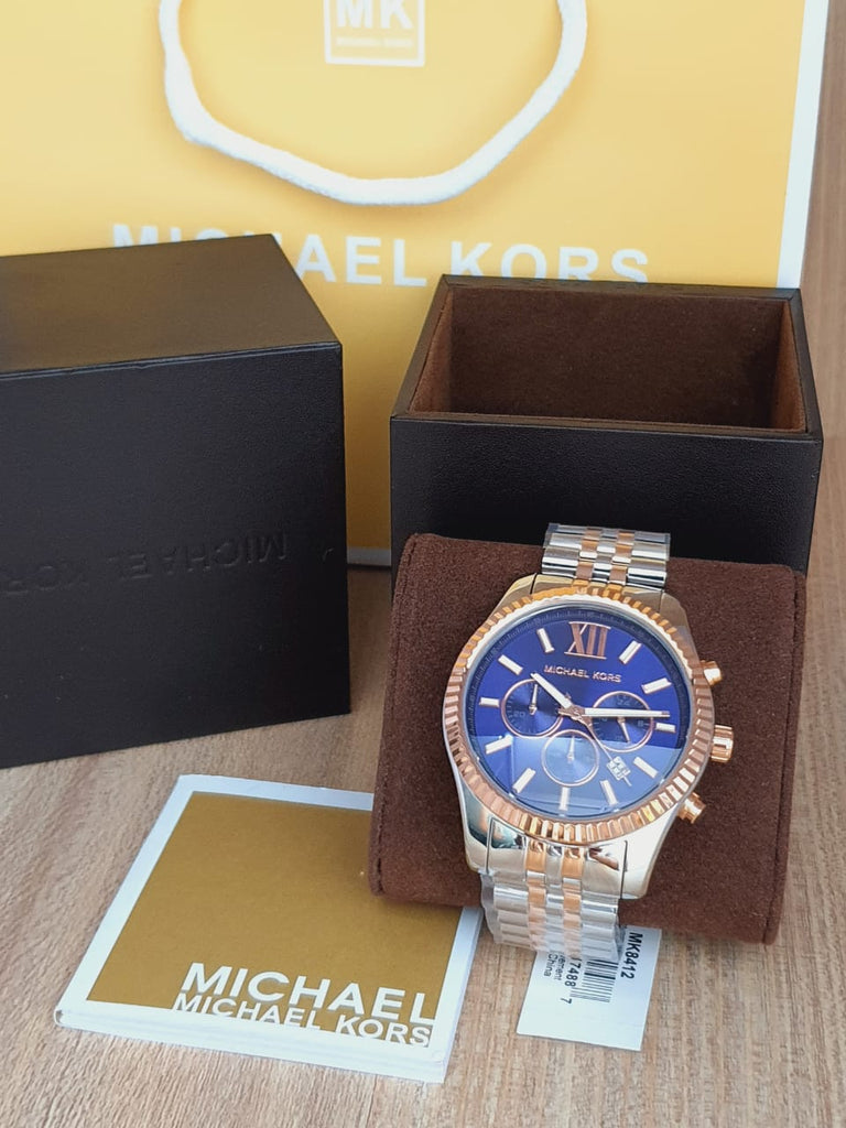 Michael Kors Lexington Blue Dial Two Tone Steel Strap Watch for Men - MK8412 Buy Now By Michael Kors