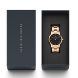 Daniel Wellington Iconic Link Black Dial Rose Gold Steel Strap Watch For Men - DW00100344 Buy Now By Daniel Wellington