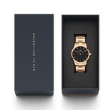 Daniel Wellington Iconic Link Black Dial Rose Gold Steel Strap Watch for Women - DW00100210 Buy Now By Daniel Wellington