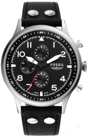 Fossil Retro Pilot Chronograph Black Dial Black Leather Strap Watch for Men - FS5806 Buy Now By Fossil
