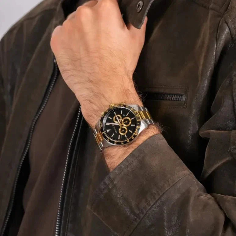 Michael Kors Layton Chronograph Black Dial Two Tone Steel Strap Watch For Men - MK8784 Buy Now By Michael Kors