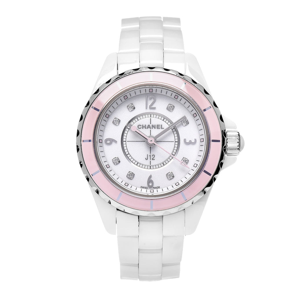 Chanel J12 Quartz Diamonds Ceramic White Dial White Steel Strap Watch for Women - J12 H4466 Buy Now By Chanel