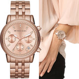 Michael Kors Ritz Chronograph Rose Gold Dial Rose Gold Steel Strap Watch for Women - MK6077 Buy Now By Michael Kors