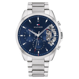 Tommy Hilfiger Baker Quartz Blue Dial Silver Steel Strap Watch For Men - 1710448 Buy Now By Tommy Hilfiger