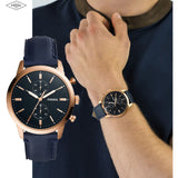 Fossil Townsman Chronograph Blue Dial Blue Leather Strap Watch for Men - FS5436 Buy Now By Fossil