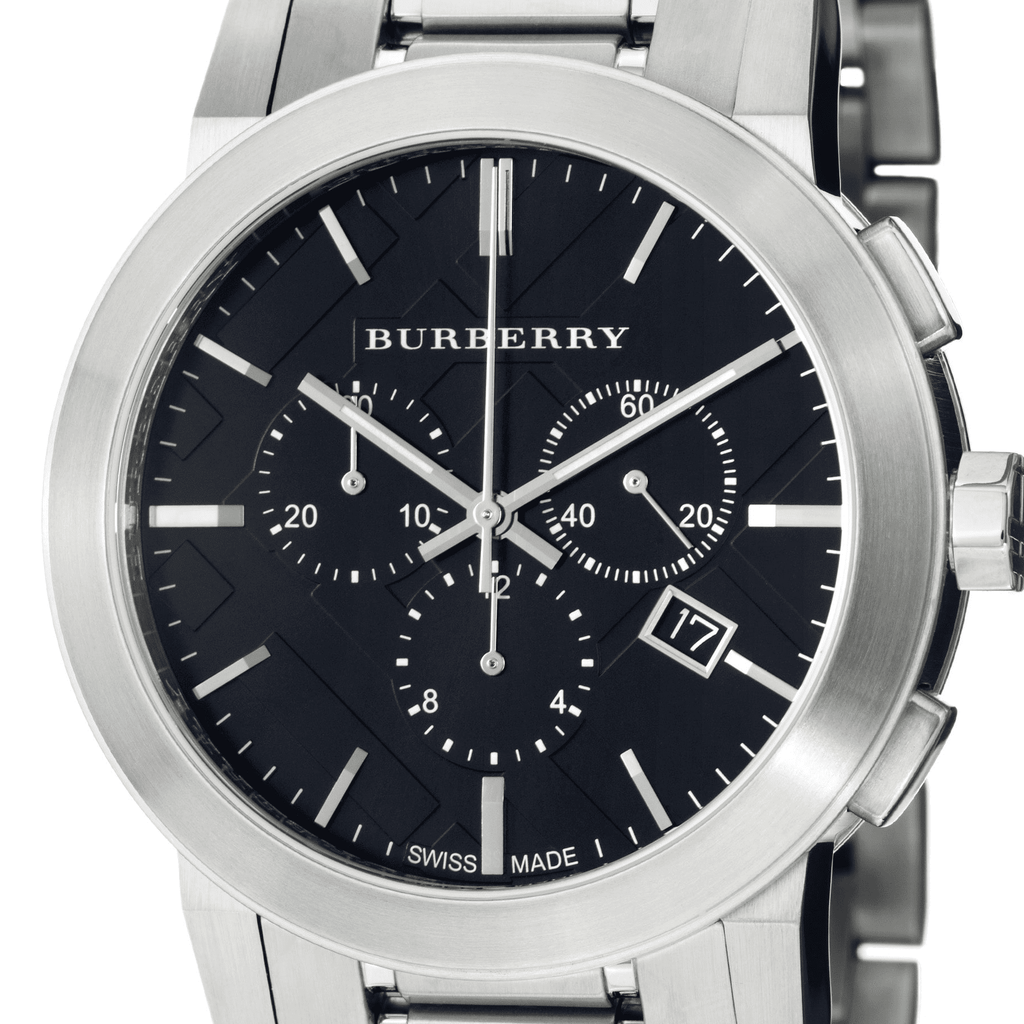 Burberry The City Black Dial Silver Steel Strap Watch for Men - BU9351 Buy Now By Burberry