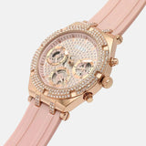 Guess Heiress Diamonds Rose Gold Dial Pink Rubber Strap Watch for Women - GW0407L3 Buy Now By Guess