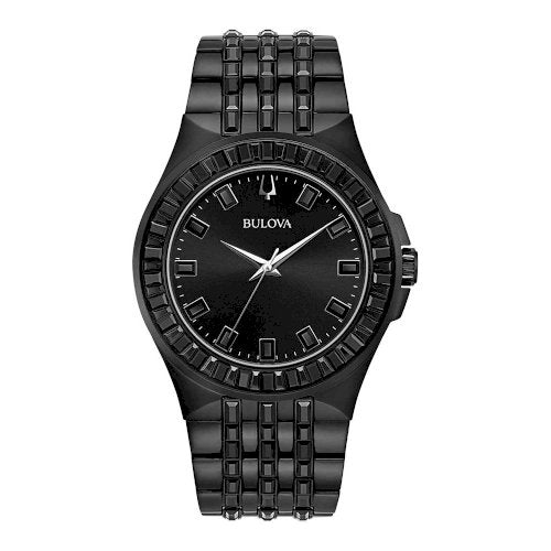 Bulova Crystal Collection Phantom Black Dial Black Steel Strap Watch for Men - 98A240 Buy Now By Bulova