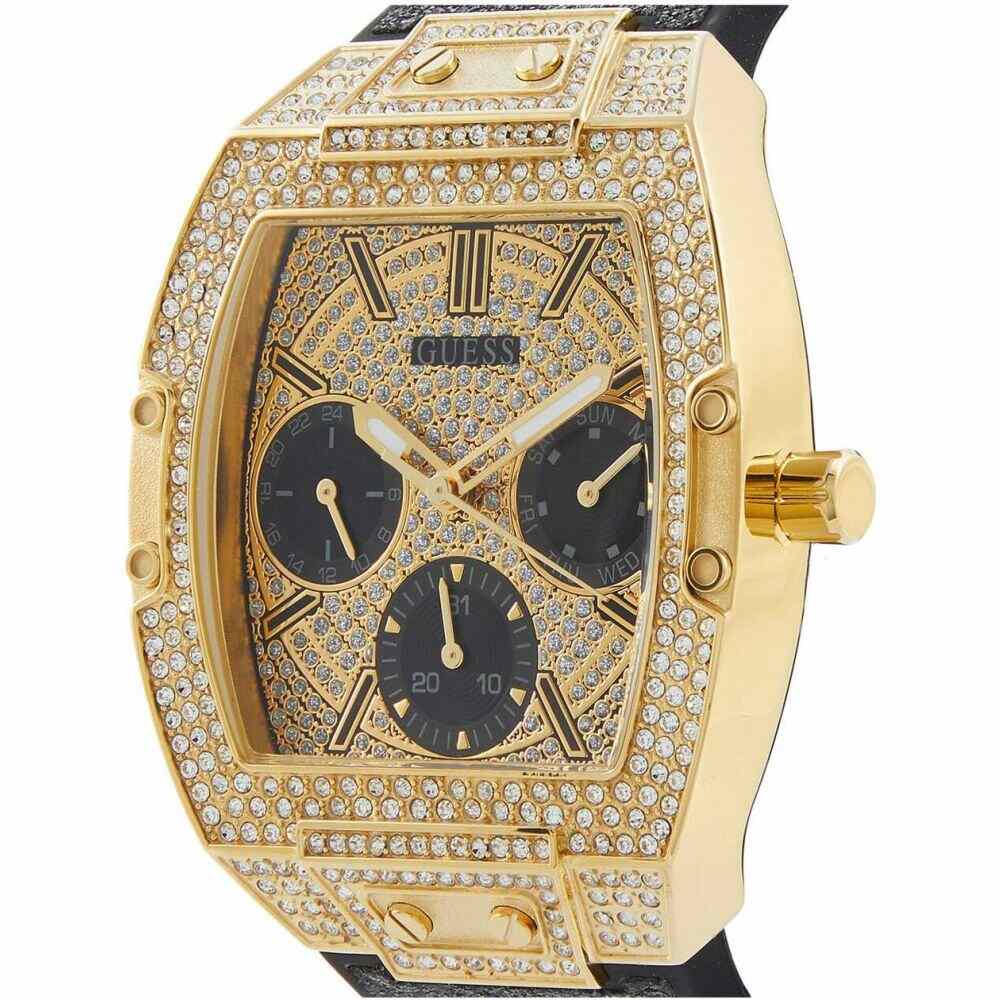 Guess Raven Diamonds Champagne Dial Black Rubber Strap Watch For Women - GW0105L2 Buy Now By Guess