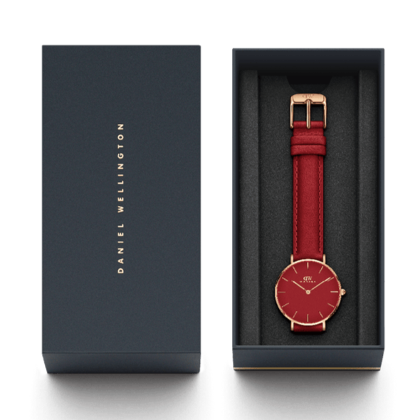 Daniel Wellington Petite Suffolk Red Dial Red Leather Strap Watch For Women - DW00100404 Buy Now By Daniel Wellington