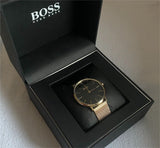 Hugo Boss Horizon Quartz Black Dial Gold Mesh Bracelet Watch For Men - HB1513735 Buy Now By Hugo Boss