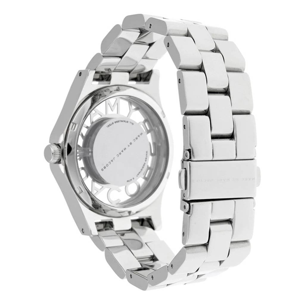 Marc Jacobs Henry Transparent Silver Dial Silver Steel Strap Watch for Women - MBM3205 Buy Now By Marc Jacobs