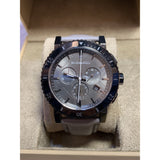 Burberry The City Chronograph Ion Plated Grey Dial Grey Leather Strap Watch for Men - BU9384 Buy Now By Burberry