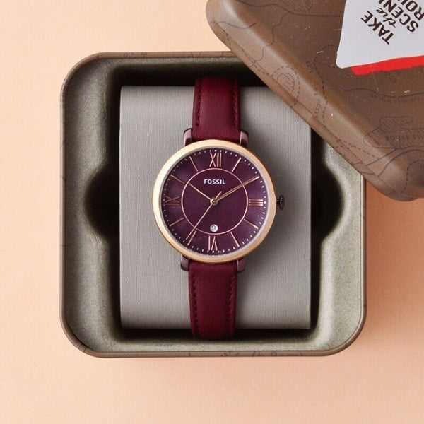 Fossil Jacqueline Burgundy Dial Burgundy Leather Strap Watch for Women - ES4099 Buy Now By Fossil