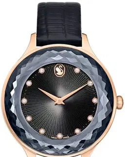 Swarovski Octea Nova Black Dial Black Leather Strap Watch for Women - 5650033 Buy Now By Swarovski
