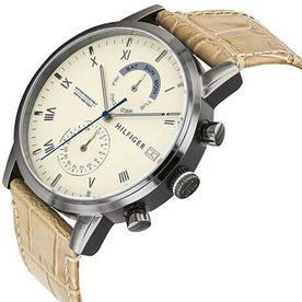 Tommy Hilfiger Kane White Dial Beige Leather Strap Watch for Men - 1710399 Buy Now By Tommy Hilfiger