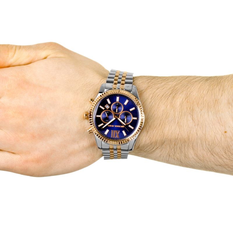 Michael Kors Lexington Blue Dial Two Tone Steel Strap Watch for Men - MK8412 Buy Now By Michael Kors