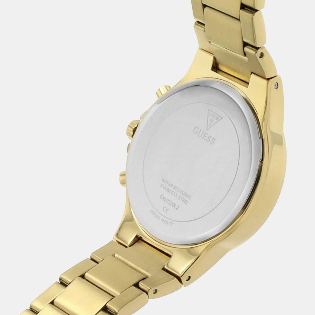 Guess Moonlight Multi Function Diamonds Gold Dial Gold Steel Strap Watch for Women - GW0320L2 Buy Now By Guess