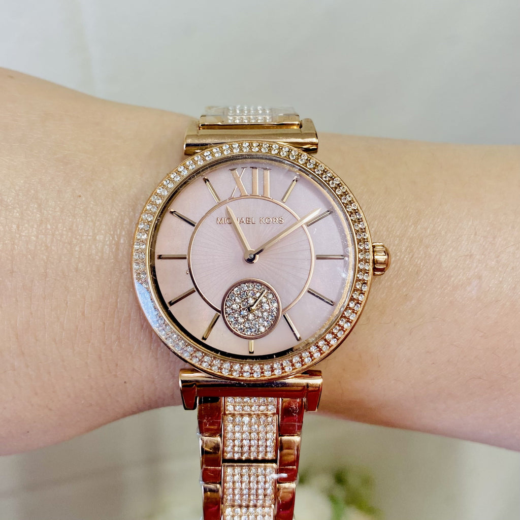 Michael Kors Abbey Three-Hand Analog Crystals Rose Gold Dial Rose Gold Steel Strap Watch for Women - MK4617 Buy Now By Michael Kors