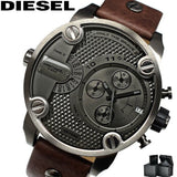 Diesel Little Daddy SBA Small Sized Grey Dial Brown Leather Strap Watch For Men - DZ7258 Buy Now By Diesel