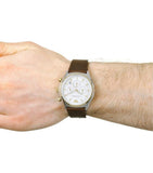 Emporio Armani Chronograph White Dial Brown Leather Strap Watch For Men - AR11033 Buy Now By Emporio Armani