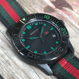 Gucci G Timeless Sport Black Dial Two Tone NATO Strap Watch For Men - YA126229 Buy Now By Gucci