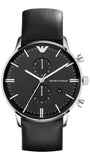 Emporio Armani Gianni Chronograph Black Dial Black Leather Strap Watch For Men - AR0397 Buy Now By Emporio Armani