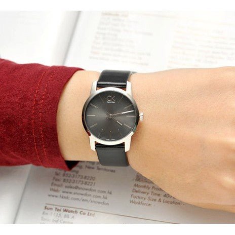 Calvin Klein City Black Dial Black Leather Strap Watch For Women - K2G23107 Buy Now By Calvin Klein