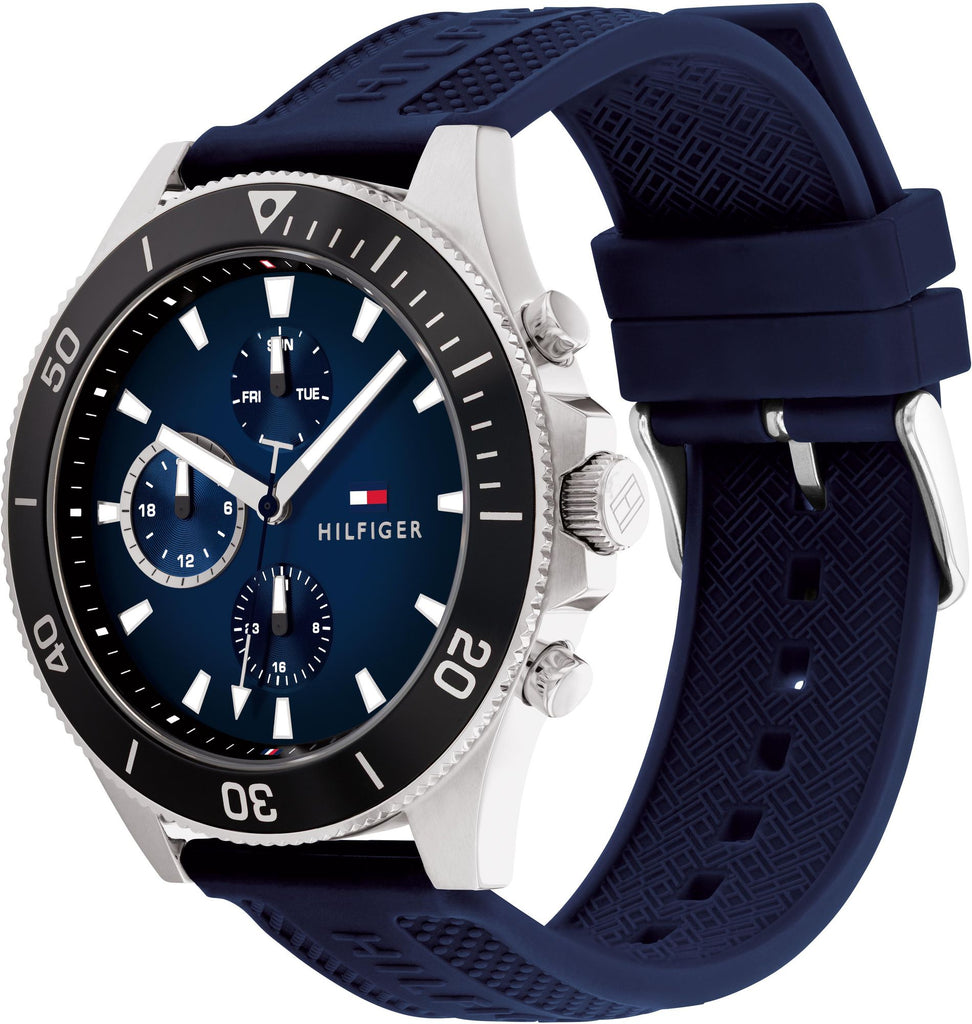 Tommy Hilfiger Larson Chronograph Blue Dial Blue Rubber Strap Watch For Men - 1791920 Buy Now By Tommy Hilfiger