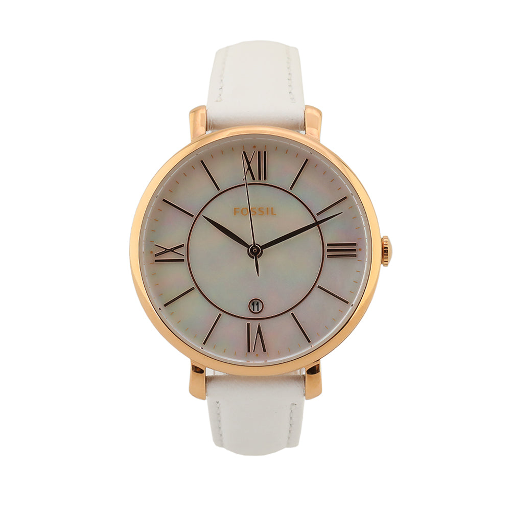 Fossil Jacqueline Quartz Mother of Pearl White Dial White Leather Strap Watch for Women - ES4579 Buy Now By Fossil