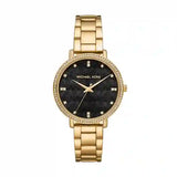 Michael Kors Pyper Three-Hand Black Dial Gold Steel Strap Watch For Women - MK4593 Buy Now By Michael Kors