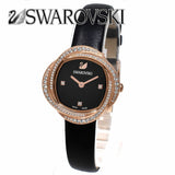 Swarovski Crystal Flower Black Dial Black Leather Strap Watch for Women - 5552421 Buy Now By Swarovski