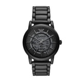Emporio Armani Meccanico Skeleton Black Dial Black Steel Strap Watch For Men - AR60045 Buy Now By Emporio Armani