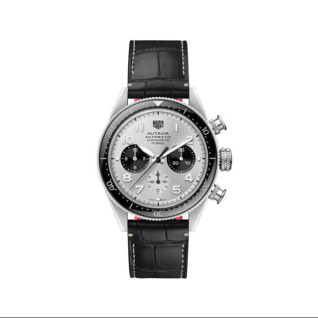 Tag Heuer Autavia Chronometer Flyback Chronograph Silver Dial Black Leather Strap Watch for Men - CBE511B.FC8279 Buy Now By Tag Heuer