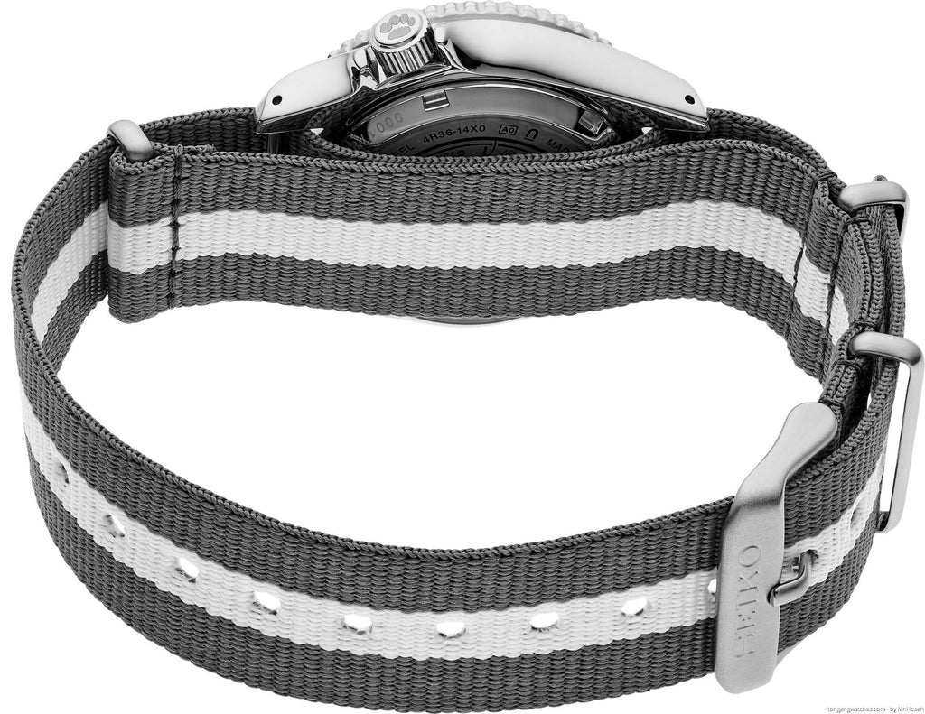 Seiko 5 Sports x Peanuts Surfboard Snoopy Limited Edition White Dial Two Tone NATO Strap Watch For Men - SRPK25K1 Buy Now By Seiko