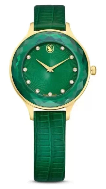 Swarovski Octea Nova Crystals Green Dial Green Leather Strap Watch for Women - 5650005 Buy Now By Swarovski