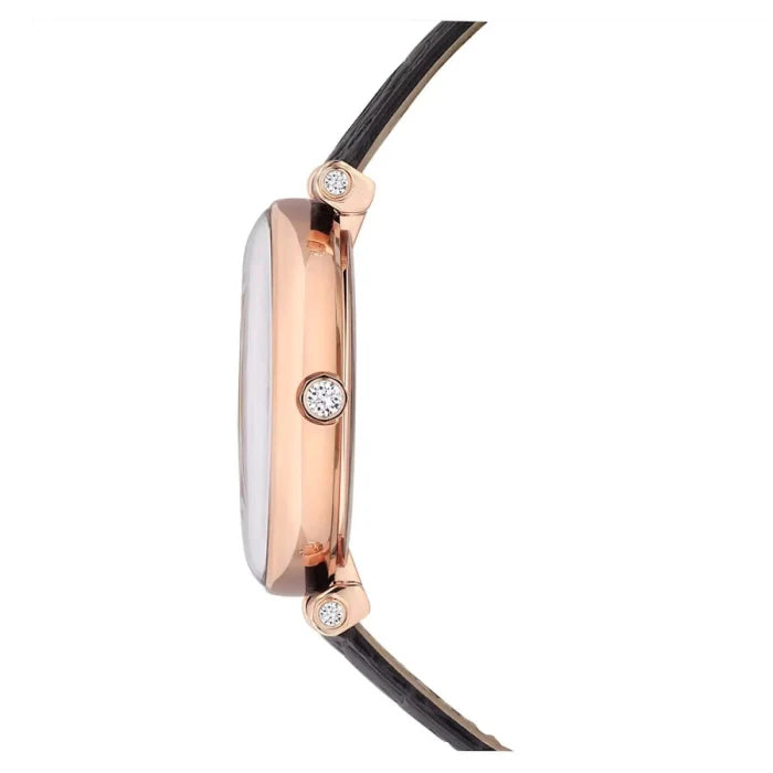 Swarovski Crystalline Wonder Silver Dial Black Leather Strap Watch for Women - 5653359 Buy Now By Swarovski