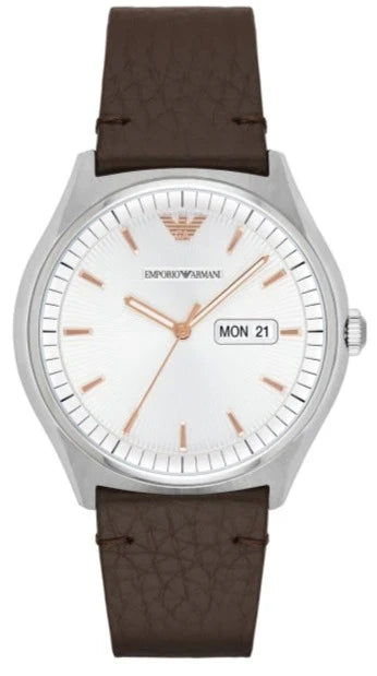 Emporio Armani Dress Quartz White Dial Brown Leather Strap Watch For Men - AR1999 Buy Now By Emporio Armani