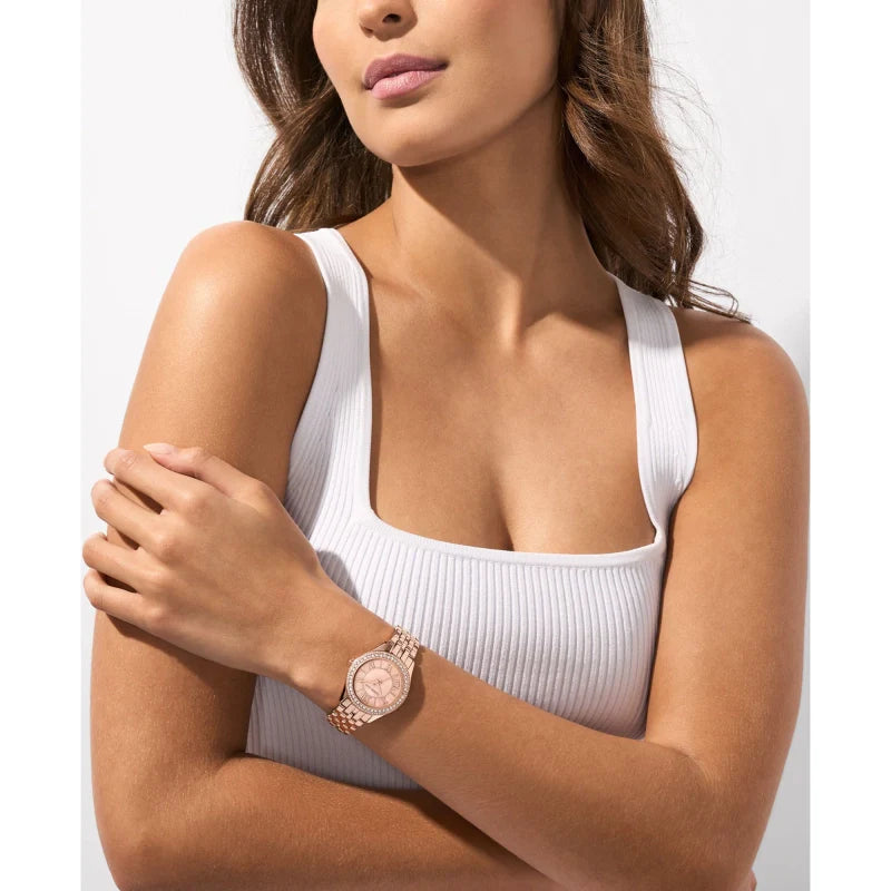 Michael Kors Harlowe Three-Hand Rose Gold Dial Rose Gold Steel Strap Watch for Women - MK4845 Buy Now By Michael Kors