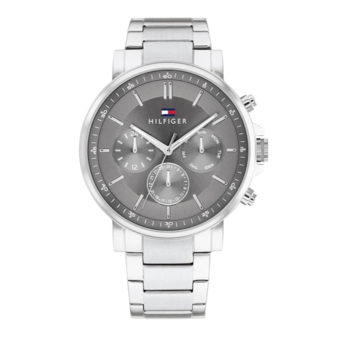 Tommy Hilfiger Tyson Chronograph Grey Dial Silver Steel Strap Watch For Men - 1710604 Buy Now By Tommy Hilfiger