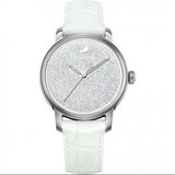 Swarovski Crystalline Hours Silver Dial White Leather Strap Watch for Women - 5295383 Buy Now By Swarovski