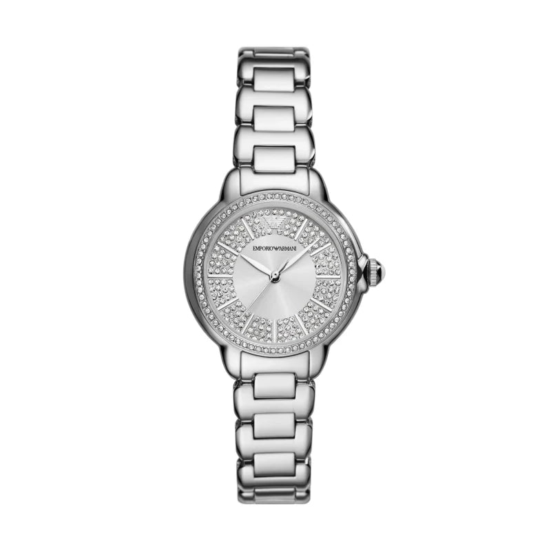 Emporio Armani Mia Three Crystals Silver Dial Silver Steel Strap Watch For Women - AR11632 Buy Now By Emporio Armani
