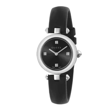 Gucci Diamantissima Quartz Diamonds Black Dial Black Leather Strap Watch for Women - YA141506 Buy Now By Gucci