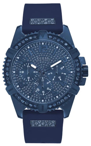 Guess Frontier Crystals Blue Dial Blue Silicon Strap Watch For Men - W1132G4 Buy Now By Guess