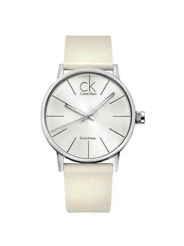 Calvin Klein Post Minimal Silver Dial White Leather Strap Watch for Men - K7621126 Buy Now By Calvin Klein