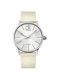 Calvin Klein Post Minimal Silver Dial White Leather Strap Watch for Men - K7621126 Buy Now By Calvin Klein