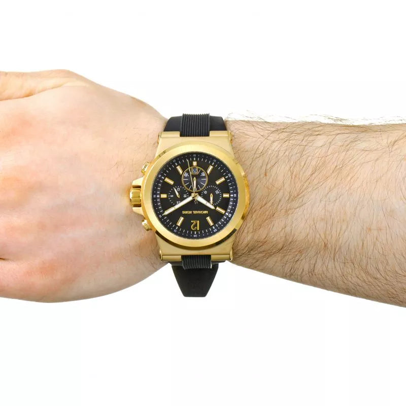 Michael Kors Dylan Chronograph Black Dial Black Rubber Strap Watch for Men - MK8445 Buy Now By Michael Kors