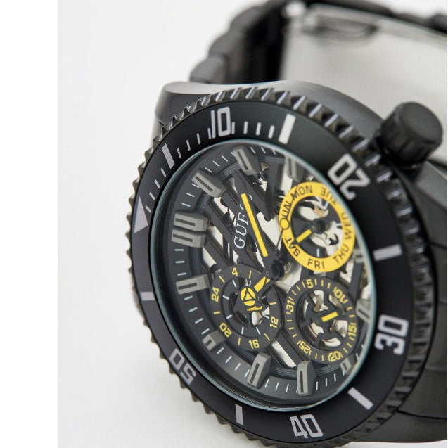 Guess Axel Multifunction Black Dial Black Steel Strap Watch For Men - GW0488G3 Buy Now By Guess